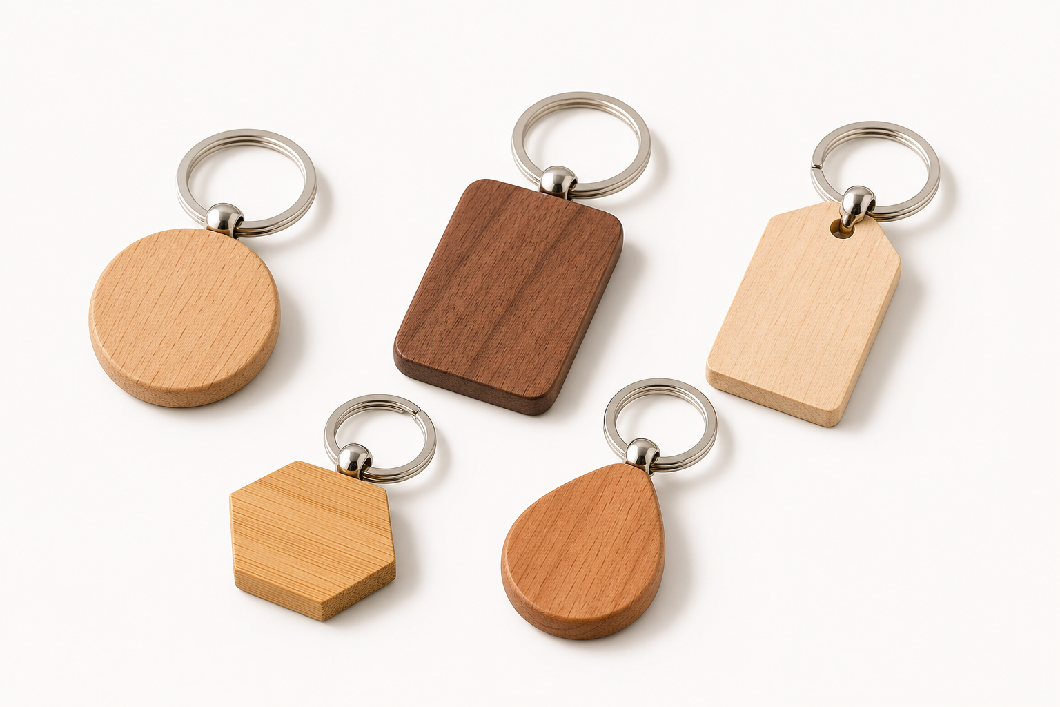 Image d'échantillon de produit de porte-clés personnalisés en bois