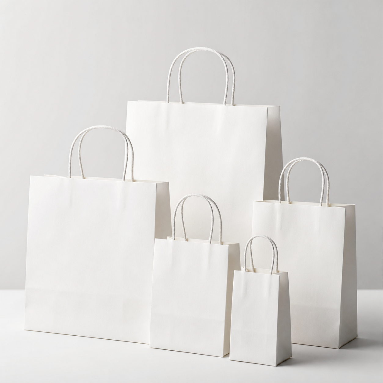 Image d’échantillon produit de sacs en papier kraft blanc personnalisés