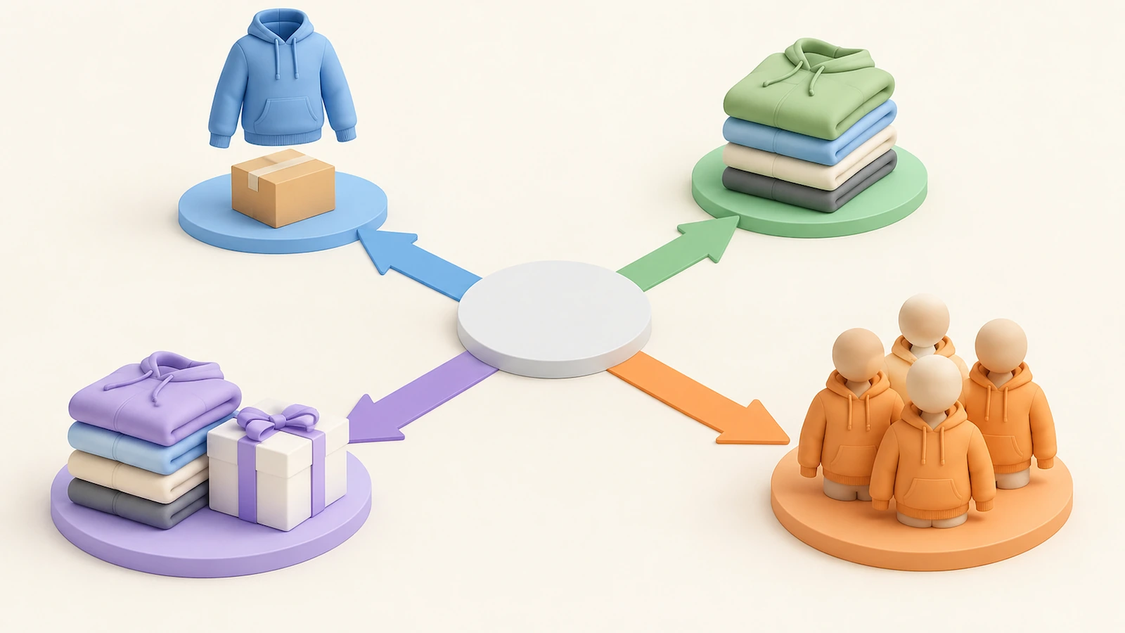 Quatre voies pour lancer une marque de sweats à capuche : impression à la demande, petite série, marque propre et produits dérivés d'organisation