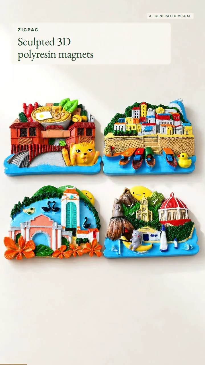 Magnets de réfrigérateur en résine personnalisés pour 3D souvenirs et cadeaux de marque : vidéo courte