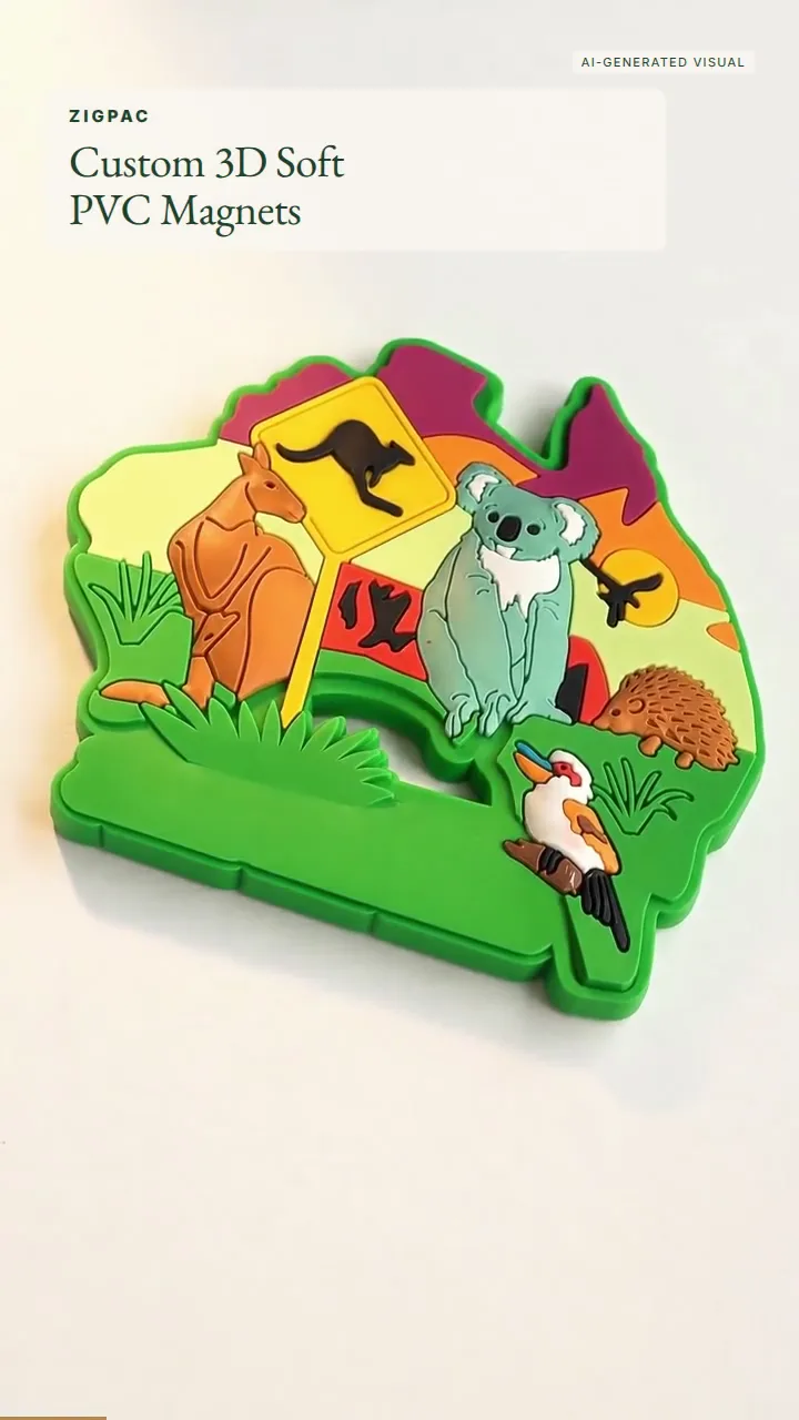 Aimants de réfrigérateur en caoutchouc personnalisés 3D pour souvenirs et cadeaux de marque : vidéo courte